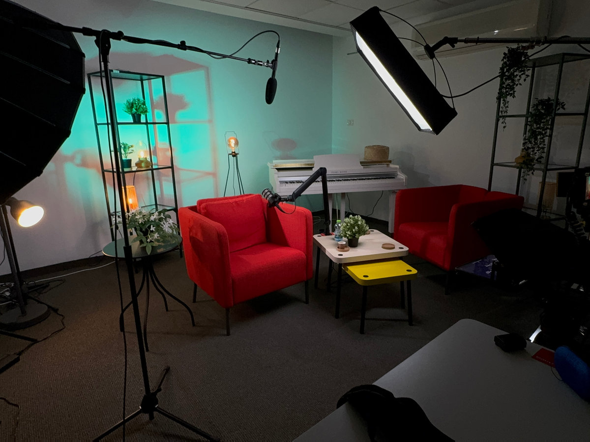 Inside the K Sound podcast studio